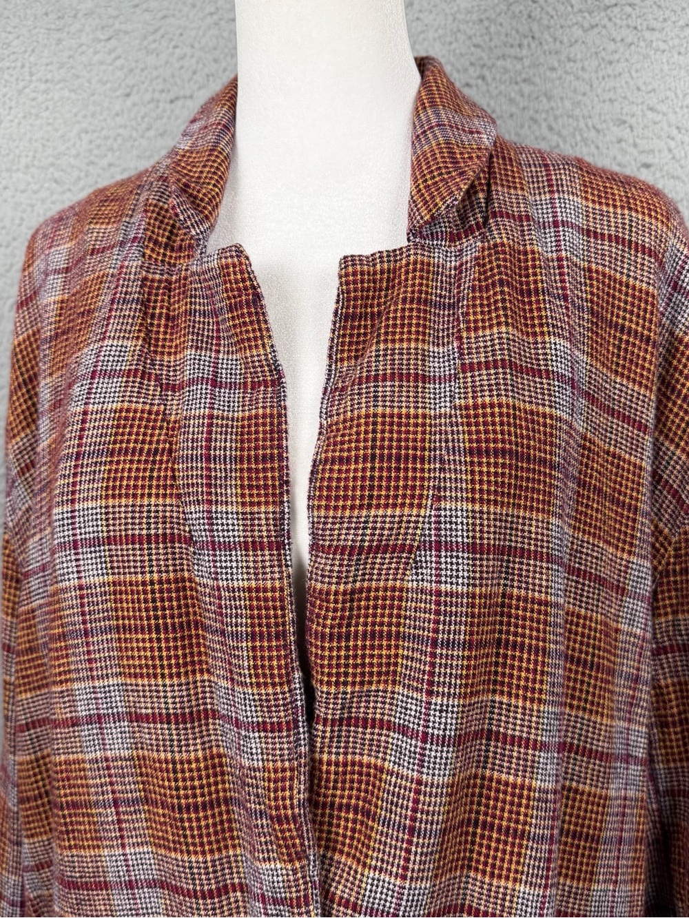 Free People Simply Plaid Blazer Womens S Front Button Slouchy Preppy Linen Blend - Picture 3 of 10